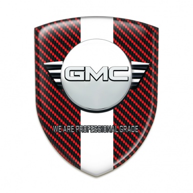 GMC Self Adhesive Emblem Logo Red Carbon White Ribbon Version 