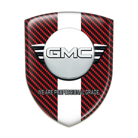 GMC Self Adhesive Emblem Logo Red Carbon White Ribbon Version 