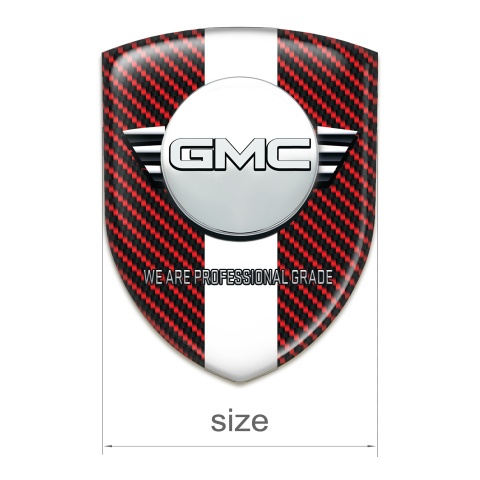 GMC Self Adhesive Emblem Logo Red Carbon White Ribbon Version 
