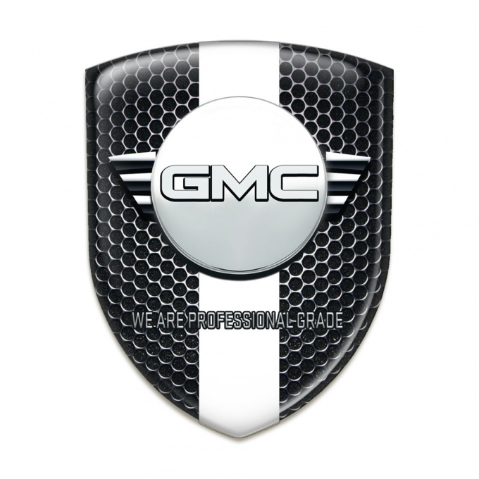 GMC Domed Emblem Perforated Steel White Ribbon Version 