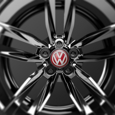 VW Volkswagen Silicone Stickers Center Hub 3D Red