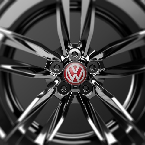 VW Volkswagen Silicone Stickers Center Hub 3D Red