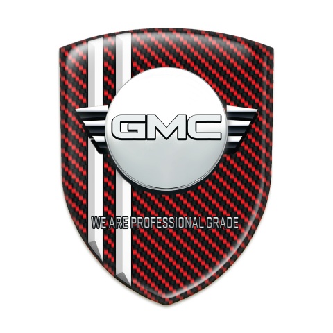 GMC 3D Gel Emblem Red Carbon with White Stripes Variant 