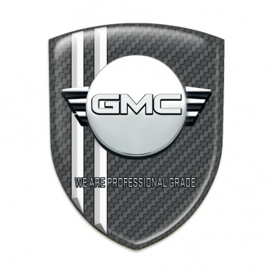 GMC Self Adhesive Car logo Emblem Dark Grey Carbon White Stripes Variant 