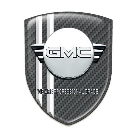 GMC Self Adhesive Car logo Emblem Dark Grey Carbon White Stripes Variant 
