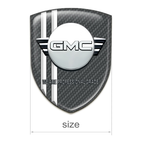 GMC Self Adhesive Car logo Emblem Dark Grey Carbon White Stripes Variant 