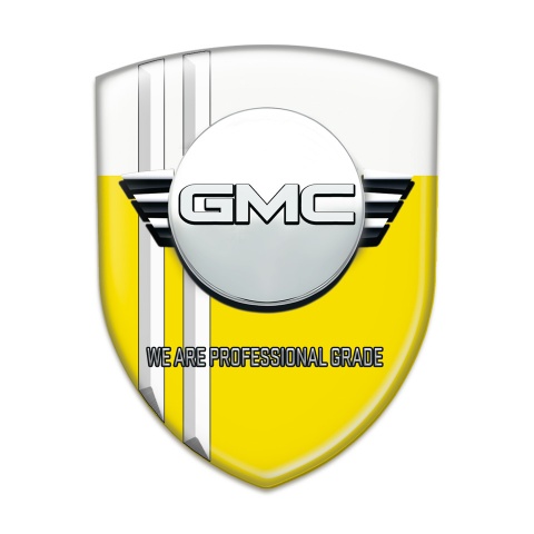 GMC Silicone Car Decal Badge Yellow White with White Stripes 
