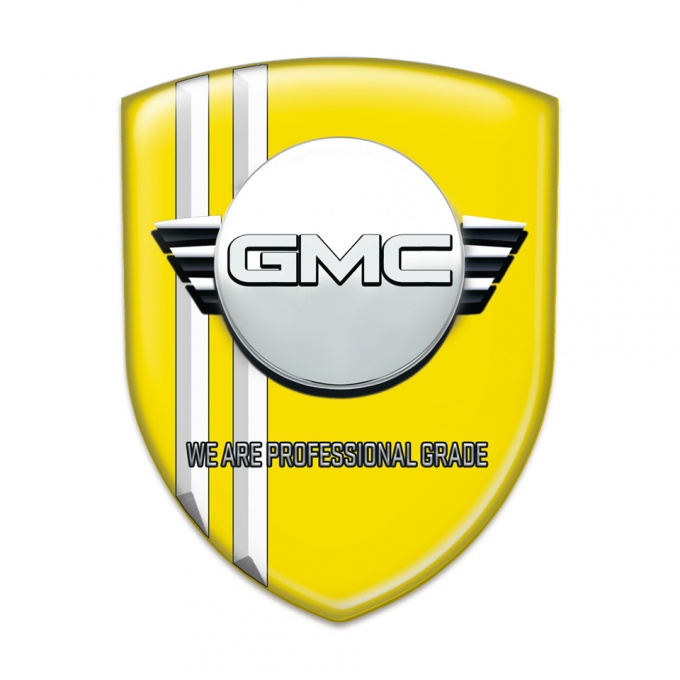 GMC Domed Emblem Yellow with White Stripes Edition with Round logo 