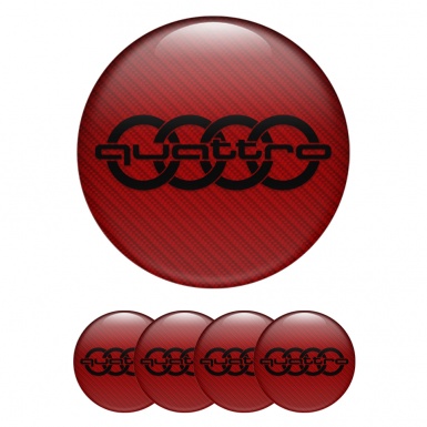 Audi Wheel Emblems for Center Caps Red Carbon Black Logo