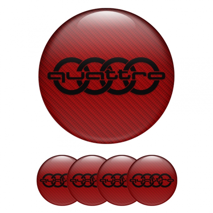 Audi Wheel Emblems for Center Caps Red Carbon Black Logo