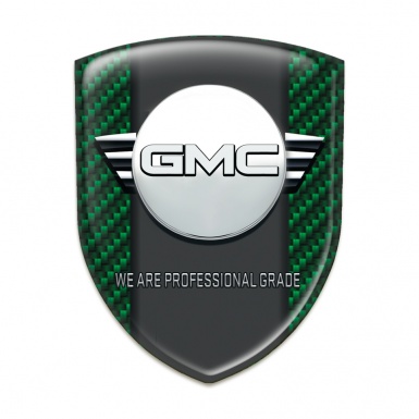 GMC Silicone Car Decal Badge Green Carbon with Central Graphite Panel Design 