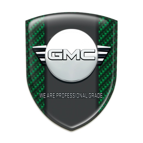GMC Silicone Car Decal Badge Green Carbon with Central Graphite Panel Design 