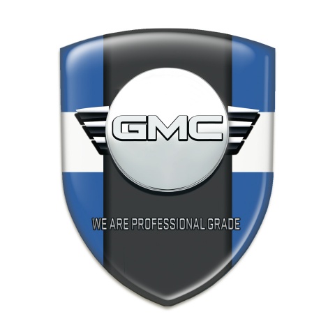 GMC Self Adhesive Emblem Logo Blue with White Band and Central Craphite Panel 