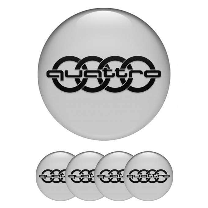 Audi Wheel Emblems for Center Caps Grey Black Logo