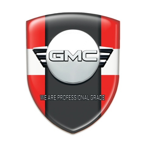 GMC Domed Emblem Red with White Ribbon and Central Graphite Panel 
