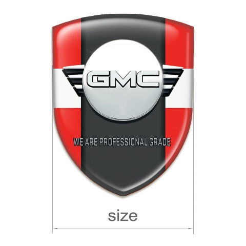 GMC Domed Emblem Red with White Ribbon and Central Graphite Panel 