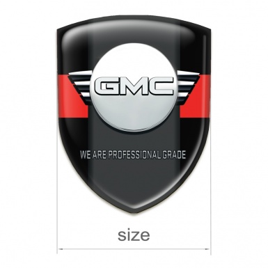 GMC 3D Gel Emblem Black with Red tape Style 