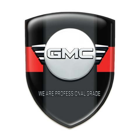 GMC 3D Gel Emblem Black with Red tape Style 