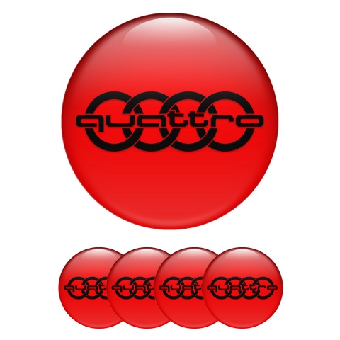 Audi Wheel Emblems for Center Caps Red Black Logo