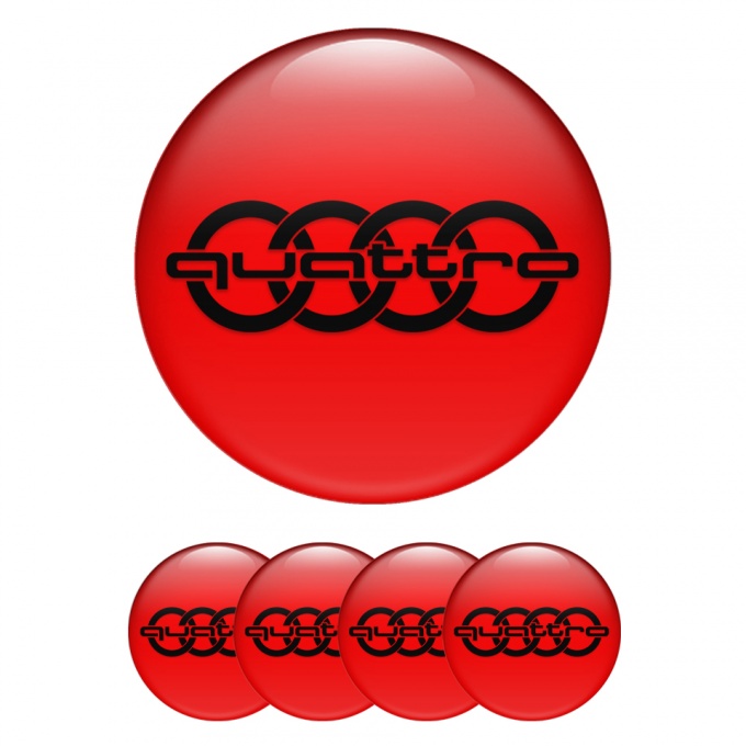 Audi Wheel Emblems for Center Caps Red Black Logo