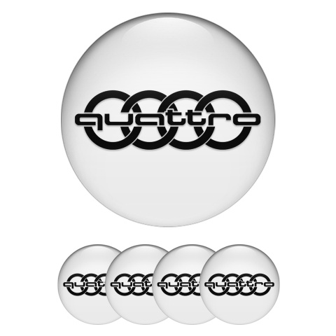 Audi Wheel Emblems for Center Caps White Black Logo