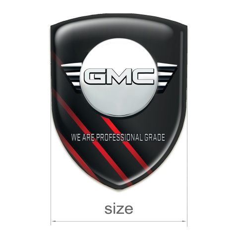 GMC Emblem Badge Logo Black Base with Red Diagonal Stripes Decoration 