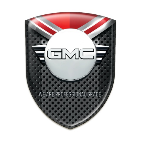 GMC Self Adhesive Emblem Logo Black Perforated Base with Shield Detail
