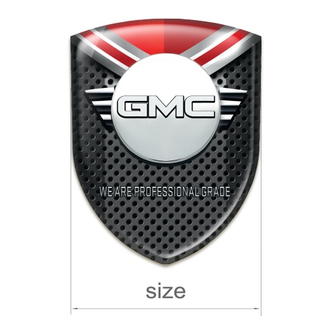 GMC Self Adhesive Emblem Logo Black Perforated Base with Shield Detail