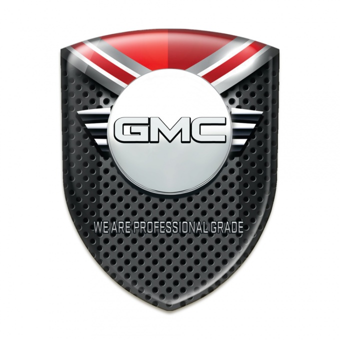 GMC Self Adhesive Emblem Logo Black Perforated Base with Shield Detail