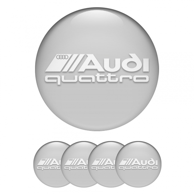 Audi Emblems for Wheel Center Caps Grey White