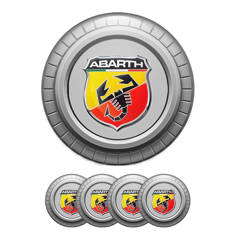 Fiat Abarth Sticker Wheel Center Hub Badge Engineer Gray, Wheel Emblems, Stickers