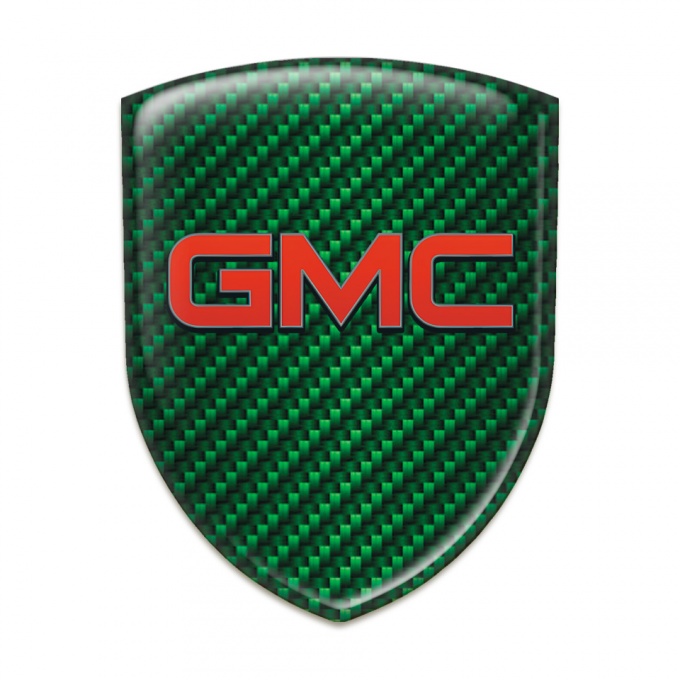 GMC Self Adhesive Car logo Emblem Green Carbon and Red Logo 