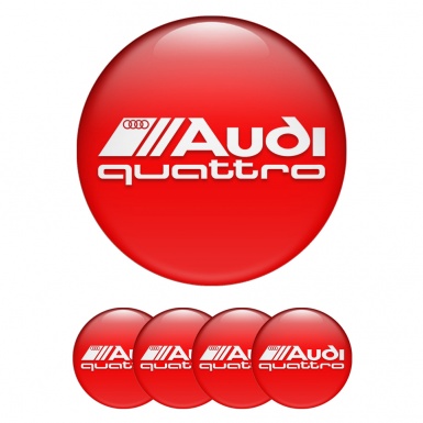 Audi Quattro Emblems for Wheel Center Red