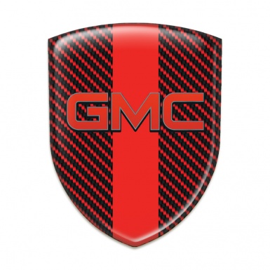 GMC Tuning Emblem Red Carbon with Red Tape Base and Red Logo 