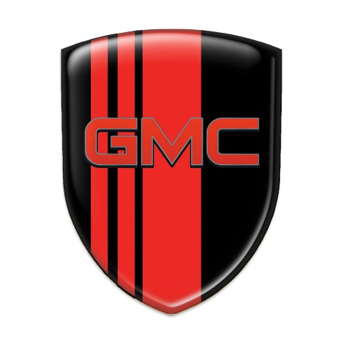 GMC Domed Emblem Black with Red Bands base and Red Logo 