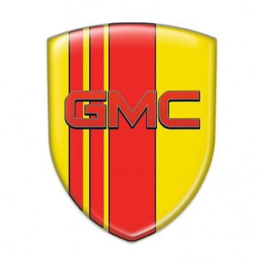 GMC Tuning Badge  Yellow with Red Bands base and Red Logo 