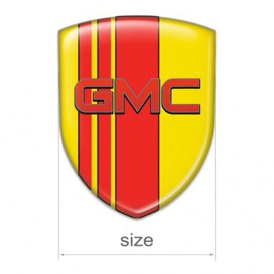 GMC Tuning Badge  Yellow with Red Bands base and Red Logo 