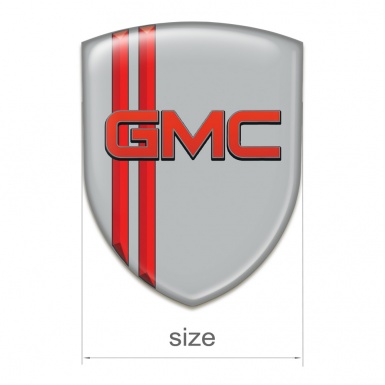 GMC Self Adhesive Emblem Logo Grey with Red Stripes Pattern 