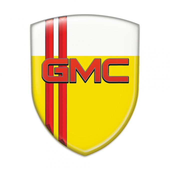 GMC Tuning Badge Yellow White wth Red Stripes Pattern 