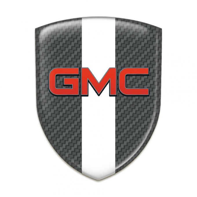 GMC Self Adhesive Car logo Emblem Dark Grey carbon with White Tape Pattern 