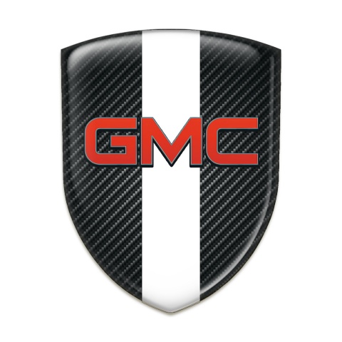 GMC Silicone Car Decal Badge Dark Carbon with White Tape Pattern 