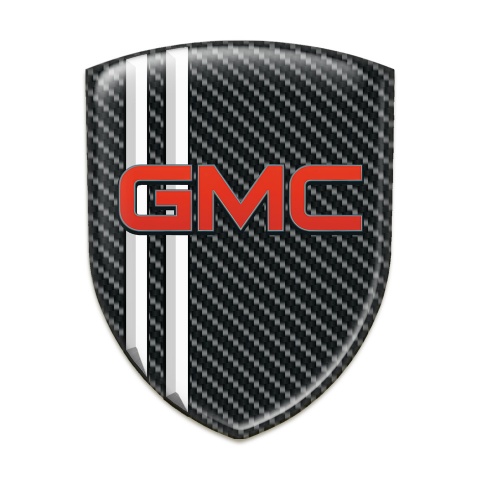 GMC Self Adhesive Emblem Logo Black Carbon with white Lines Decoration 