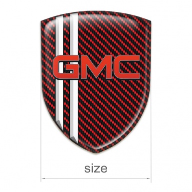 GMC Domed Emblem Red Carbon White Lines Decoration 