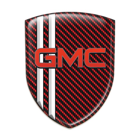 GMC Domed Emblem Red Carbon White Lines Decoration 