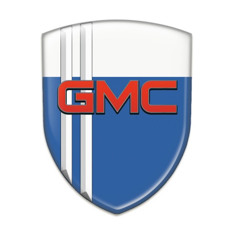 GMC Silicone Car Decal Badge Blue White with White Lines 