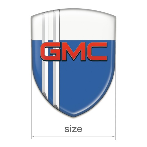 GMC Silicone Car Decal Badge Blue White with White Lines 