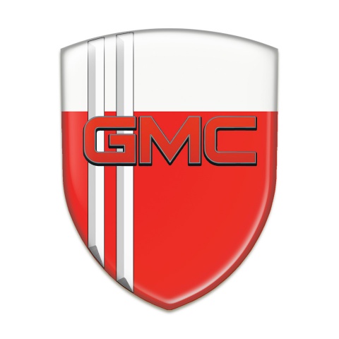 GMC Silicone Badge Red White with White Lines 