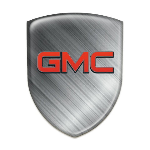 GMC Emblem Exterior Brushed Metal and Red Logo 