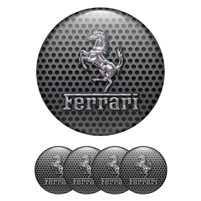 Ferrari Wheel Emblems for Center Caps Metal Effect Artwork