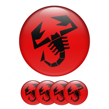 Fiat Abarth Domed Stickers Wheel Center Cap Simple Red